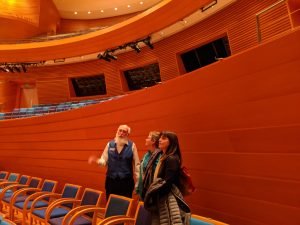 Our guide at the Kauffman Center explaining the orchestra side